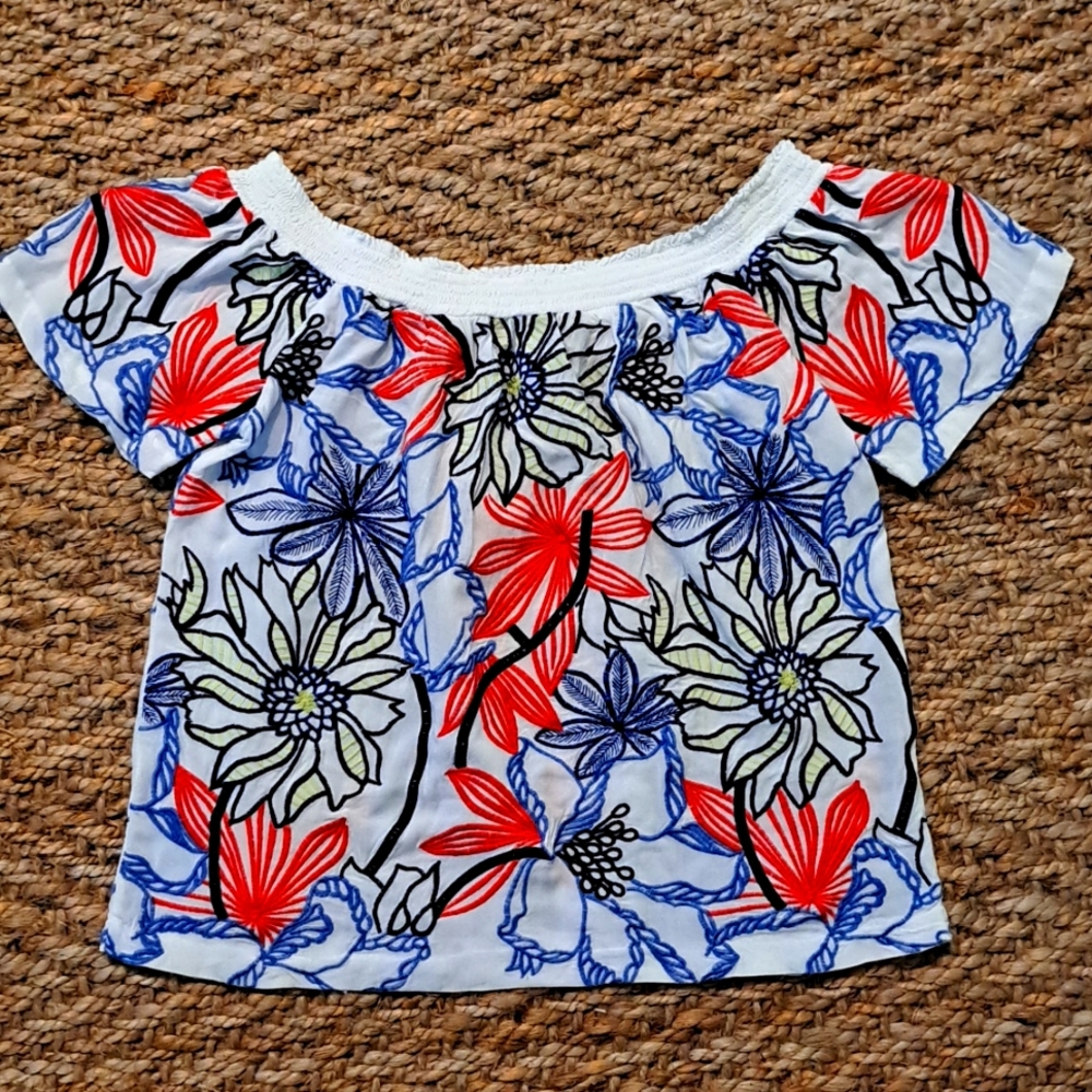 Embroidered Off the Shoulder Top